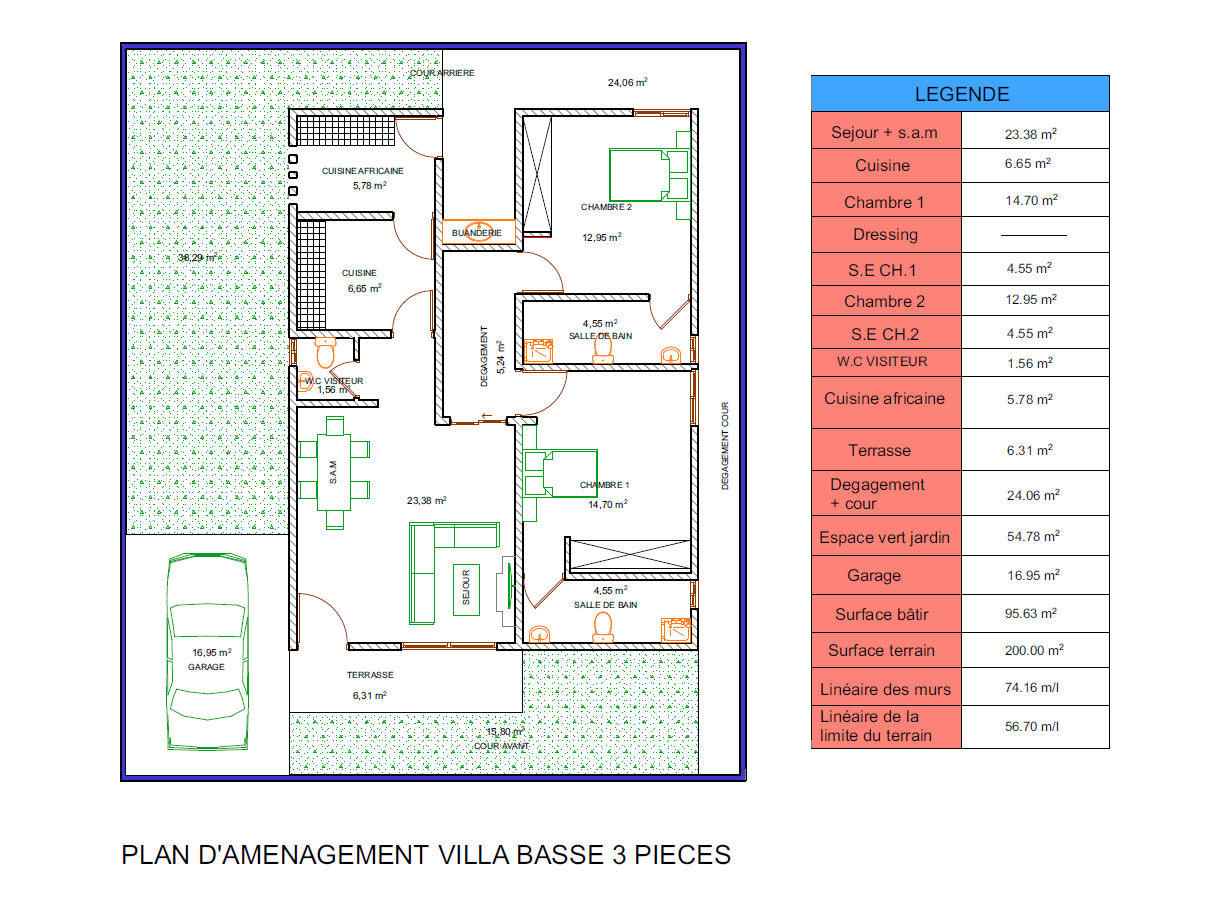 Plan de la villa F3